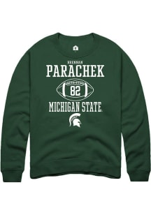 Brennan Parachek  Rally Michigan State Spartans Mens Green NIL Sport Icon Long Sleeve Crew Sweatsh..