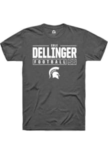 Cole Dellinger  Michigan State Spartans Dark Grey Rally NIL Stacked Box Short Sleeve T Shirt