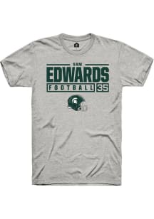 Samuel Edwards  Michigan State Spartans Ash Rally NIL Stacked Box Short Sleeve T Shirt