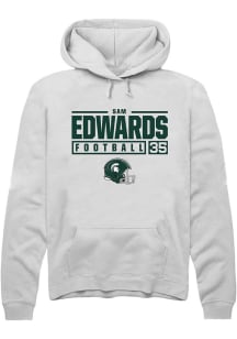 Samuel Edwards  Rally Michigan State Spartans Mens White NIL Stacked Box Long Sleeve Hoodie