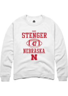 Gage Stenger  Rally Nebraska Cornhuskers Mens White NIL Sport Icon Long Sleeve Crew Sweatshirt