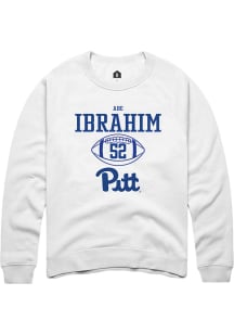 Abe Ibrahim  Rally Pitt Panthers Mens White NIL Sport Icon Long Sleeve Crew Sweatshirt