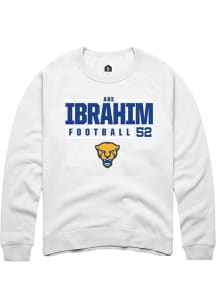 Abe Ibrahim  Rally Pitt Panthers Mens White NIL Stacked Box Long Sleeve Crew Sweatshirt