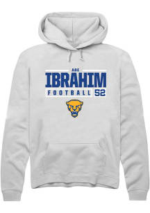 Abe Ibrahim  Rally Pitt Panthers Mens White NIL Stacked Box Long Sleeve Hoodie