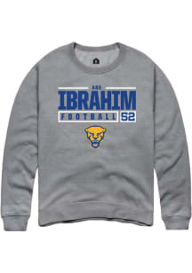 Abe Ibrahim  Rally Pitt Panthers Mens Graphite NIL Stacked Box Long Sleeve Crew Sweatshirt