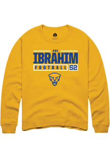 Abe Ibrahim  Rally Pitt Panthers Mens Gold NIL Stacked Box Long Sleeve Crew Sweatshirt