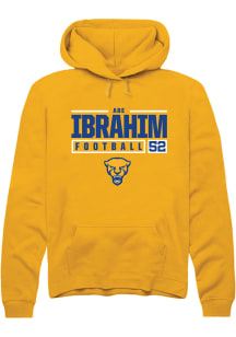 Abe Ibrahim  Rally Pitt Panthers Mens Gold NIL Stacked Box Long Sleeve Hoodie