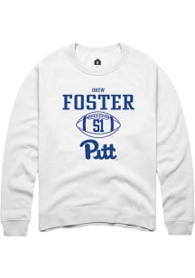 Drew Foster  Rally Pitt Panthers Mens White NIL Sport Icon Long Sleeve Crew Sweatshirt
