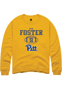 Drew Foster  Rally Pitt Panthers Mens Gold NIL Sport Icon Long Sleeve Crew Sweatshirt