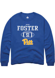 Drew Foster  Rally Pitt Panthers Mens Blue NIL Sport Icon Long Sleeve Crew Sweatshirt