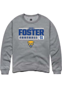 Drew Foster  Rally Pitt Panthers Mens Graphite NIL Stacked Box Long Sleeve Crew Sweatshirt