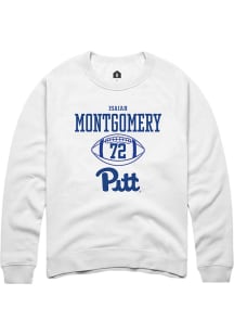 Isaiah  Montgomery  Rally Pitt Panthers Mens White NIL Sport Icon Long Sleeve Crew Sweatshirt