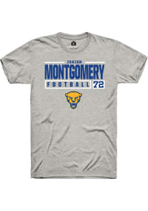 Isaiah  Montgomery  Pitt Panthers Ash Rally NIL Stacked Box Short Sleeve T Shirt