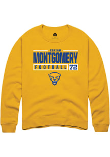 Isaiah  Montgomery  Rally Pitt Panthers Mens Gold NIL Stacked Box Long Sleeve Crew Sweatshirt