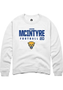 Javon Mcintyre  Rally Pitt Panthers Mens White NIL Stacked Box Long Sleeve Crew Sweatshirt
