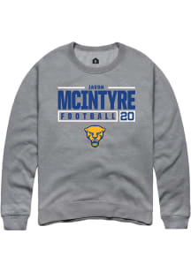 Javon Mcintyre  Rally Pitt Panthers Mens Graphite NIL Stacked Box Long Sleeve Crew Sweatshirt