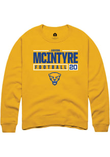 Javon Mcintyre  Rally Pitt Panthers Mens Gold NIL Stacked Box Long Sleeve Crew Sweatshirt