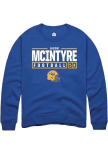Javon Mcintyre  Rally Pitt Panthers Mens Blue NIL Stacked Box Long Sleeve Crew Sweatshirt