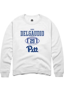 Luke DelGaudio  Rally Pitt Panthers Mens White NIL Sport Icon Long Sleeve Crew Sweatshirt