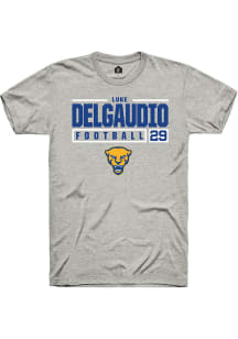 Luke DelGaudio  Pitt Panthers Ash Rally NIL Stacked Box Short Sleeve T Shirt