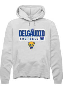 Luke DelGaudio  Rally Pitt Panthers Mens White NIL Stacked Box Long Sleeve Hoodie