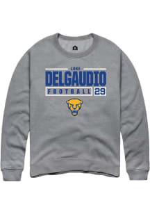 Luke DelGaudio  Rally Pitt Panthers Mens Graphite NIL Stacked Box Long Sleeve Crew Sweatshirt