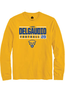 Luke DelGaudio  Pitt Panthers Gold Rally NIL Stacked Box Long Sleeve T Shirt