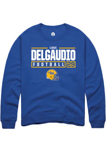 Luke DelGaudio  Rally Pitt Panthers Mens Blue NIL Stacked Box Long Sleeve Crew Sweatshirt