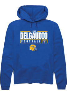 Luke DelGaudio  Rally Pitt Panthers Mens Blue NIL Stacked Box Long Sleeve Hoodie