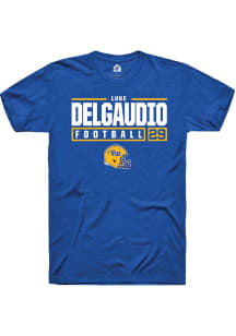 Luke DelGaudio  Pitt Panthers Blue Rally NIL Stacked Box Short Sleeve T Shirt