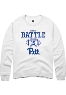 Rashad Battle  Rally Pitt Panthers Mens White NIL Sport Icon Long Sleeve Crew Sweatshirt