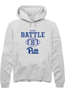 Rashad Battle  Rally Pitt Panthers Mens White NIL Sport Icon Long Sleeve Hoodie