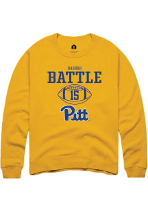 Rashad Battle  Rally Pitt Panthers Mens Gold NIL Sport Icon Long Sleeve Crew Sweatshirt
