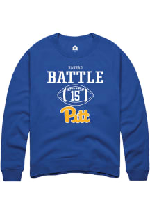 Rashad Battle  Rally Pitt Panthers Mens Blue NIL Sport Icon Long Sleeve Crew Sweatshirt
