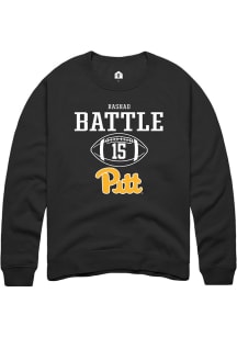 Rashad Battle  Rally Pitt Panthers Mens Black NIL Sport Icon Long Sleeve Crew Sweatshirt