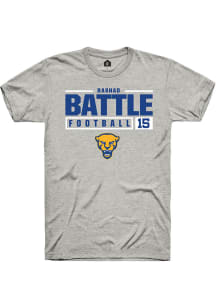 Rashad Battle  Pitt Panthers Ash Rally NIL Stacked Box Short Sleeve T Shirt