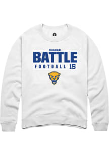 Rashad Battle  Rally Pitt Panthers Mens White NIL Stacked Box Long Sleeve Crew Sweatshirt