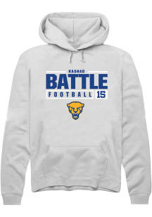 Rashad Battle  Rally Pitt Panthers Mens White NIL Stacked Box Long Sleeve Hoodie
