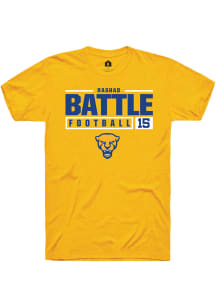 Rashad Battle  Pitt Panthers Gold Rally NIL Stacked Box Short Sleeve T Shirt