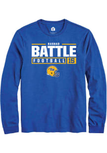 Rashad Battle  Pitt Panthers Blue Rally NIL Stacked Box Long Sleeve T Shirt