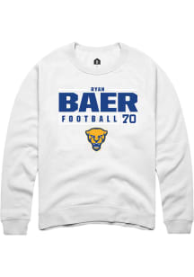 Ryan Baer  Rally Pitt Panthers Mens White NIL Stacked Box Long Sleeve Crew Sweatshirt