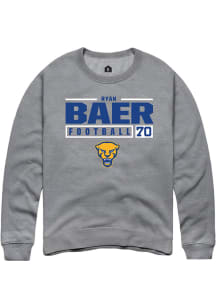 Ryan Baer  Rally Pitt Panthers Mens Graphite NIL Stacked Box Long Sleeve Crew Sweatshirt