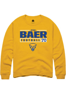 Ryan Baer  Rally Pitt Panthers Mens Gold NIL Stacked Box Long Sleeve Crew Sweatshirt
