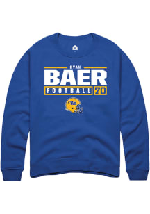 Ryan Baer  Rally Pitt Panthers Mens Blue NIL Stacked Box Long Sleeve Crew Sweatshirt