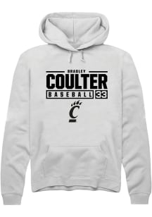 Bradley Coulter  Rally Cincinnati Bearcats Mens White NIL Stacked Box Long Sleeve Hoodie