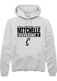 Christian Mitchelle  Rally Cincinnati Bearcats Mens White NIL Stacked Box Long Sleeve Hoodie
