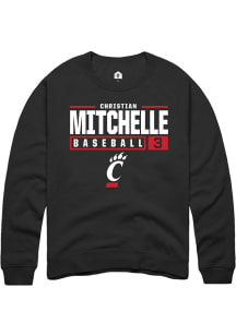 Christian Mitchelle  Rally Cincinnati Bearcats Mens Black NIL Stacked Box Long Sleeve Crew Sweatsh..
