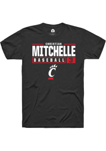 Christian Mitchelle  Cincinnati Bearcats Black Rally NIL Stacked Box Short Sleeve T Shirt