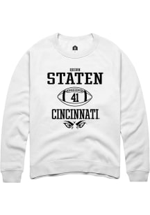 Quinn Staten  Rally Cincinnati Bearcats Mens White NIL Sport Icon Long Sleeve Crew Sweatshirt