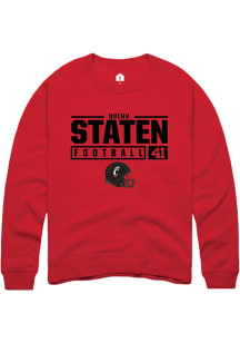 Quinn Staten  Rally Cincinnati Bearcats Mens Red NIL Stacked Box Long Sleeve Crew Sweatshirt